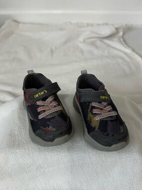 Carter's Toddler Navy and Gray Sneakers with dinosaur print